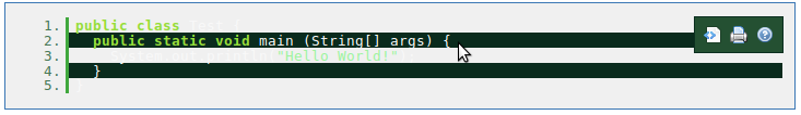 Highlighted code, including ruler