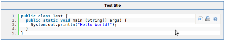 Highlighted code, including title