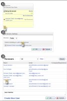 A diagram illustrating the sequence of steps necessary to add reviewers to a stage in an Approval Manager proof workflow.